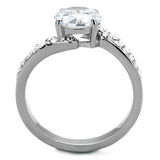 High polished (no plating) Stainless Steel Ring with AAA Grade CZ  in Clear