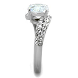 High polished (no plating) Stainless Steel Ring with AAA Grade CZ  in Clear