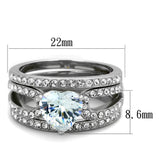 High polished (no plating) Stainless Steel Ring with AAA Grade CZ  in Clear