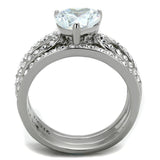 High polished (no plating) Stainless Steel Ring with AAA Grade CZ  in Clear