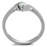 High polished (no plating) Stainless Steel Ring with AAA Grade CZ  in Clear