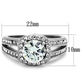 High polished (no plating) Stainless Steel Ring with AAA Grade CZ  in Clear