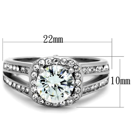 High polished (no plating) Stainless Steel Ring with AAA Grade CZ  in Clear