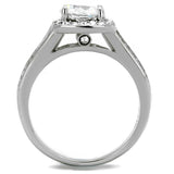 High polished (no plating) Stainless Steel Ring with AAA Grade CZ  in Clear