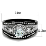 Two-Tone IP Black Stainless Steel Ring with AAA Grade CZ  in Clear