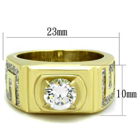 IP Gold(Ion Plating) Stainless Steel Ring with AAA Grade CZ  in Clear