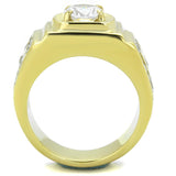 IP Gold(Ion Plating) Stainless Steel Ring with AAA Grade CZ  in Clear