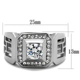 High polished (no plating) Stainless Steel Ring with AAA Grade CZ  in Clear