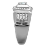 High polished (no plating) Stainless Steel Ring with AAA Grade CZ  in Clear