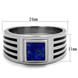 High polished (no plating) Stainless Steel Ring with Precious Stone Lapis in Montana