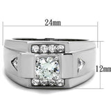 High polished (no plating) Stainless Steel Ring with AAA Grade CZ  in Clear