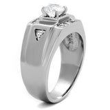 High polished (no plating) Stainless Steel Ring with AAA Grade CZ  in Clear