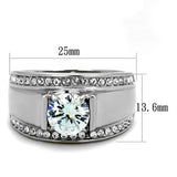 High polished (no plating) Stainless Steel Ring with AAA Grade CZ  in Clear