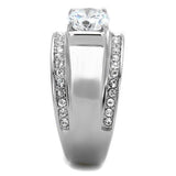 High polished (no plating) Stainless Steel Ring with AAA Grade CZ  in Clear
