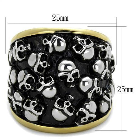 Two-Tone IP Gold (Ion Plating) Stainless Steel Ring with No Stone