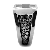 High polished (no plating) Stainless Steel Ring with Epoxy  in Jet