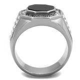 High polished (no plating) Stainless Steel Ring with Top Grade Crystal  in Clear