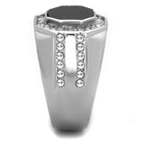 High polished (no plating) Stainless Steel Ring with Top Grade Crystal  in Clear
