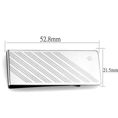 High polished (no plating) Stainless Steel Money clip with No Stone