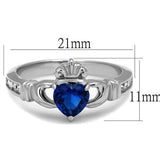 High polished (no plating) Stainless Steel Ring with Synthetic Spinel in London Blue