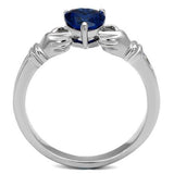 High polished (no plating) Stainless Steel Ring with Synthetic Spinel in London Blue