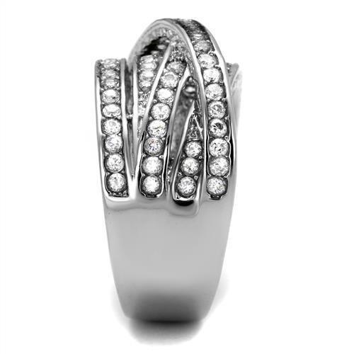 High polished (no plating) Stainless Steel Ring with AAA Grade CZ  in Clear