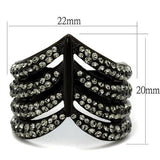 IP Black(Ion Plating) Stainless Steel Ring with Top Grade Crystal  in Black Diamond