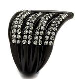 IP Black(Ion Plating) Stainless Steel Ring with Top Grade Crystal  in Black Diamond