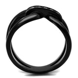 IP Black(Ion Plating) Stainless Steel Ring with Top Grade Crystal  in Black Diamond