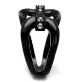 IP Black(Ion Plating) Stainless Steel Ring with Top Grade Crystal  in Black Diamond