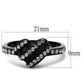 IP Black(Ion Plating) Stainless Steel Ring with Top Grade Crystal  in Black Diamond
