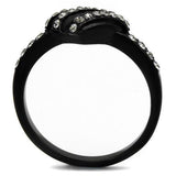 IP Black(Ion Plating) Stainless Steel Ring with Top Grade Crystal  in Black Diamond