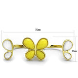 IP Gold(Ion Plating) Stainless Steel Ring with Synthetic Synthetic Stone in Citrine Yellow