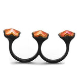 IP Black(Ion Plating) Stainless Steel Ring with Top Grade Crystal  in Rose