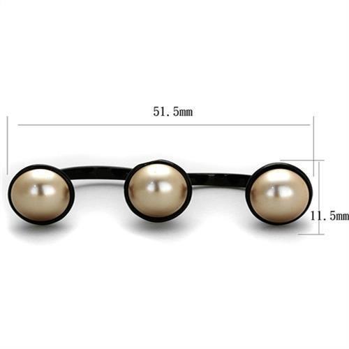 IP Black(Ion Plating) Stainless Steel Ring with Synthetic Pearl in Metallic Light Gold