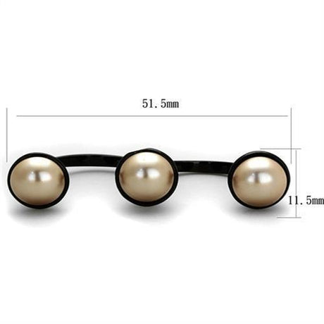 IP Black(Ion Plating) Stainless Steel Ring with Synthetic Pearl in Metallic Light Gold