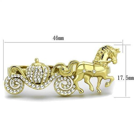 IP Gold(Ion Plating) Stainless Steel Ring with Top Grade Crystal  in Clear