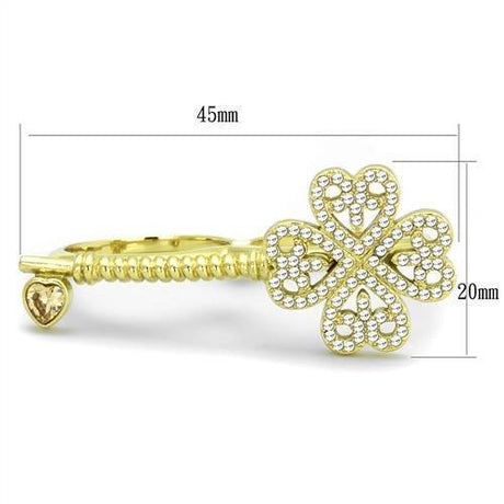 IP Gold(Ion Plating) Stainless Steel Ring with AAA Grade CZ  in Champagne