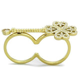 IP Gold(Ion Plating) Stainless Steel Ring with AAA Grade CZ  in Champagne