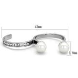 High polished (no plating) Stainless Steel Ring with Synthetic Pearl in White