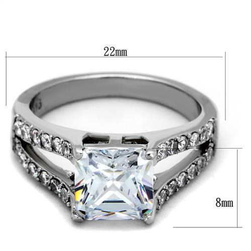 High polished (no plating) Stainless Steel Ring with AAA Grade CZ  in Clear
