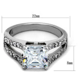 High polished (no plating) Stainless Steel Ring with AAA Grade CZ  in Clear