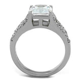 High polished (no plating) Stainless Steel Ring with AAA Grade CZ  in Clear
