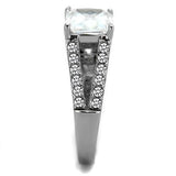 High polished (no plating) Stainless Steel Ring with AAA Grade CZ  in Clear