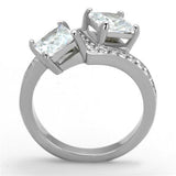 High polished (no plating) Stainless Steel Ring with AAA Grade CZ  in Clear