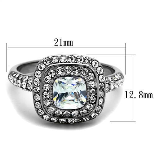 High polished (no plating) Stainless Steel Ring with AAA Grade CZ  in Clear