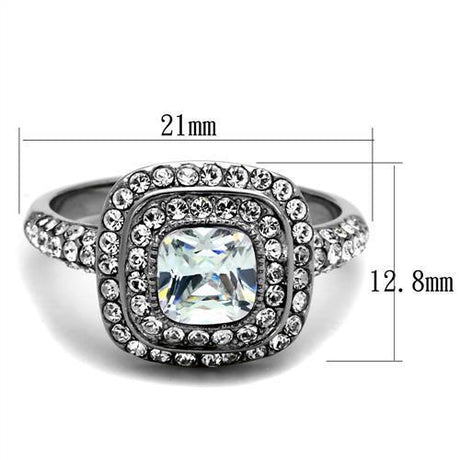 High polished (no plating) Stainless Steel Ring with AAA Grade CZ  in Clear