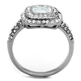 High polished (no plating) Stainless Steel Ring with AAA Grade CZ  in Clear
