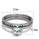 High polished (no plating) Stainless Steel Ring with AAA Grade CZ  in Clear