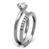 High polished (no plating) Stainless Steel Ring with AAA Grade CZ  in Clear